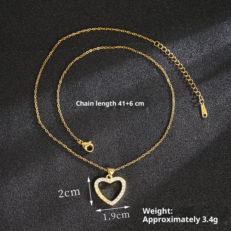 Light Luxury Inlaid Heart-shaped Women's Niche Necklace Earrings