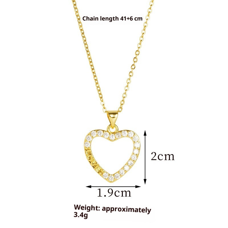 Light Luxury Inlaid Heart-shaped Women's Niche Necklace Earrings