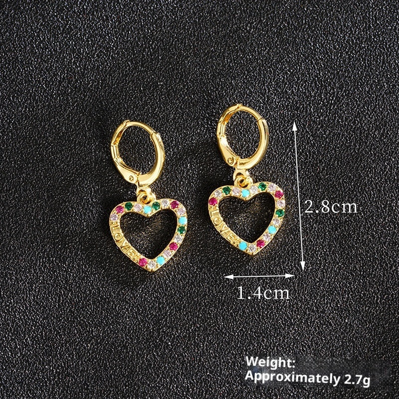Light Luxury Inlaid Heart-shaped Women's Niche Necklace Earrings