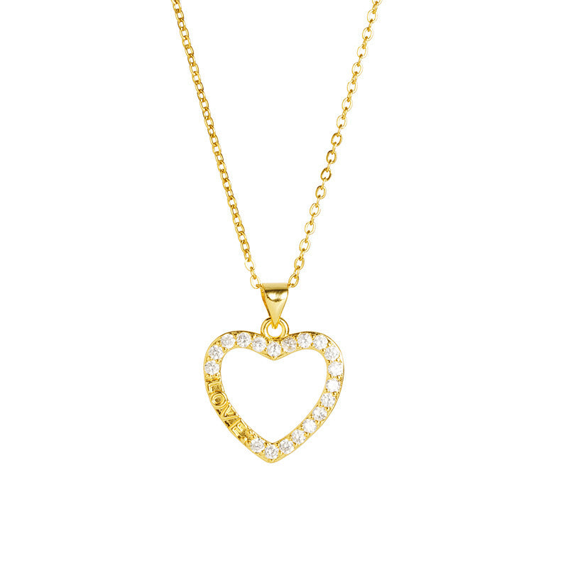 Light Luxury Inlaid Heart-shaped Women's Niche Necklace Earrings