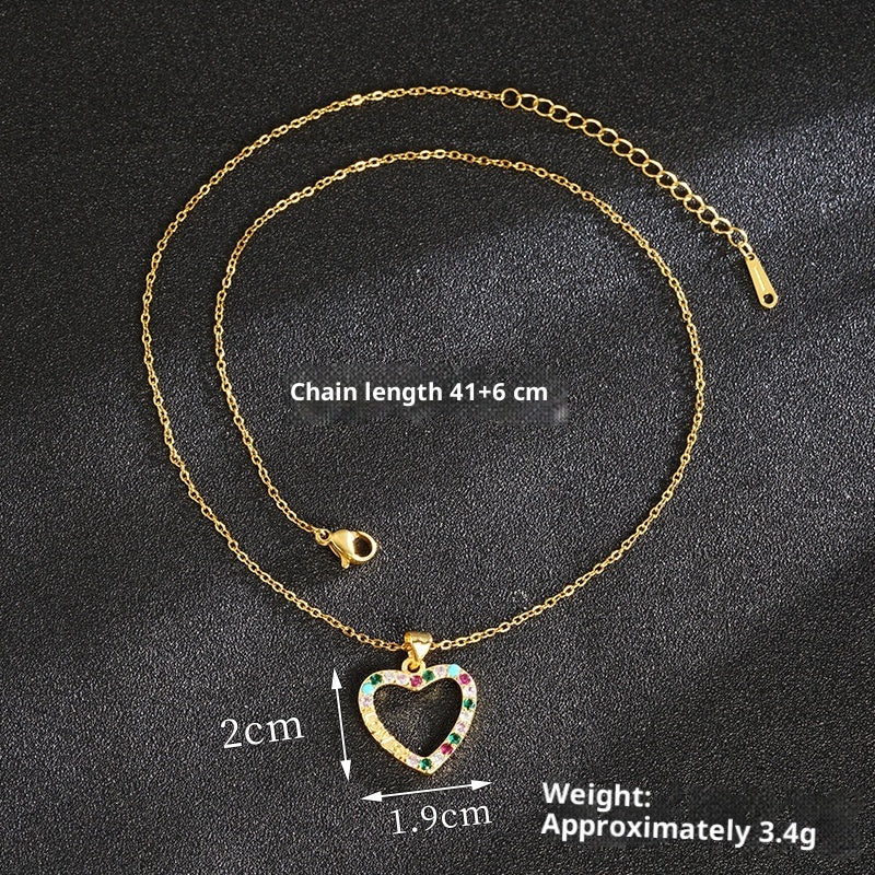 Light Luxury Inlaid Heart-shaped Women's Niche Necklace Earrings